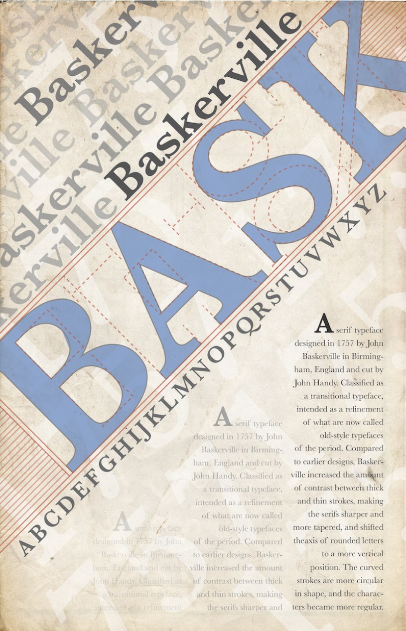 Baskerville type specimen poster