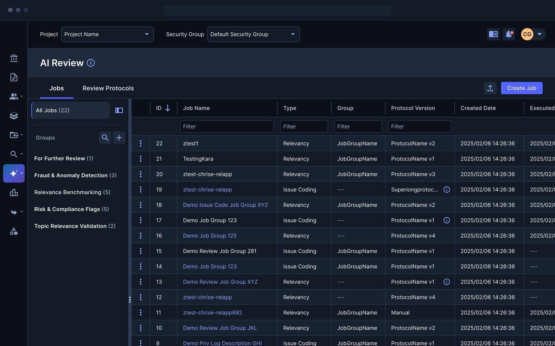 AI Review jobs list