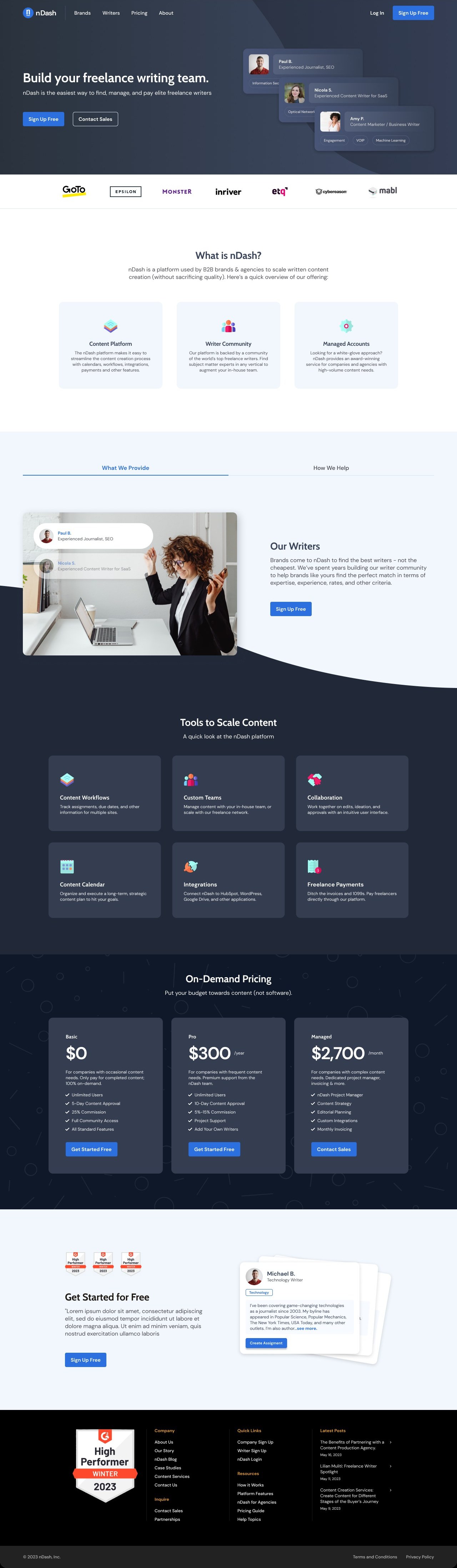 nDash homepage